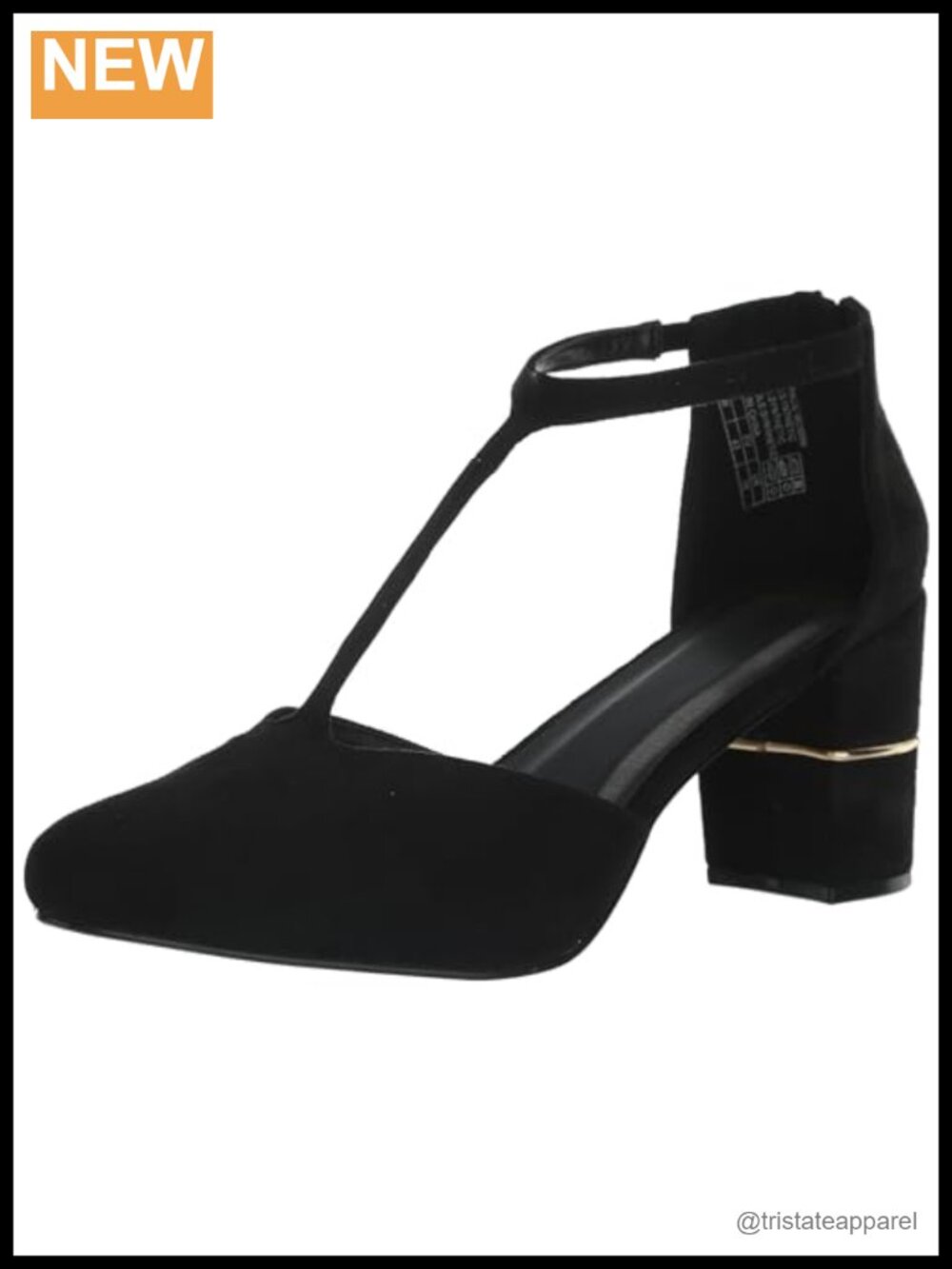 Wide Fit Block Heel with Faux Suede Finish and Ankle Strap